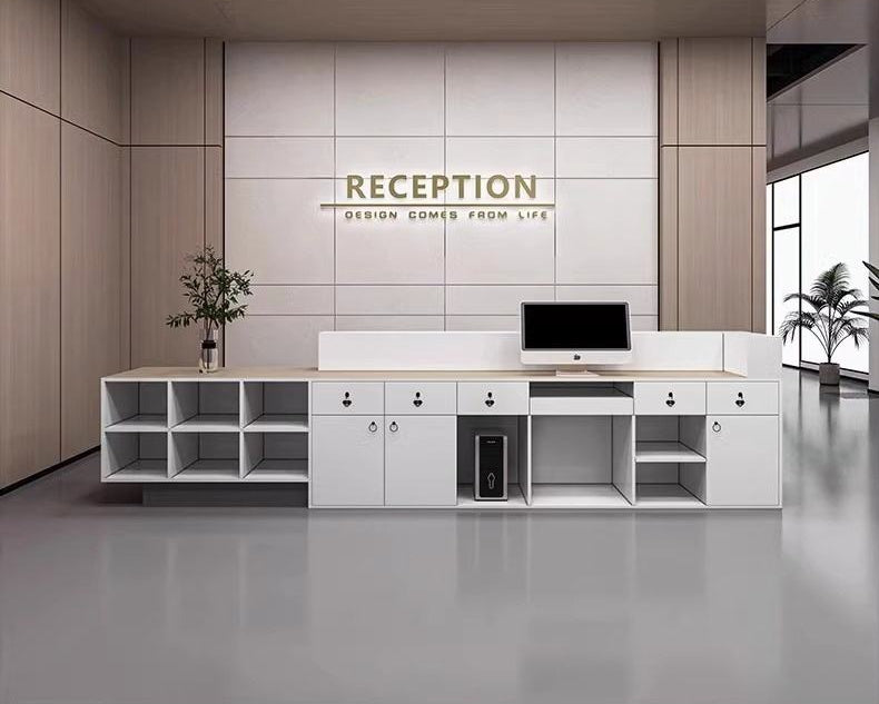 Contemporary Reception Counter Desk for Office Lobby, Corporate Headquarters, Clinics, Hotels, Showrooms, Business Centers and Professional Workspaces