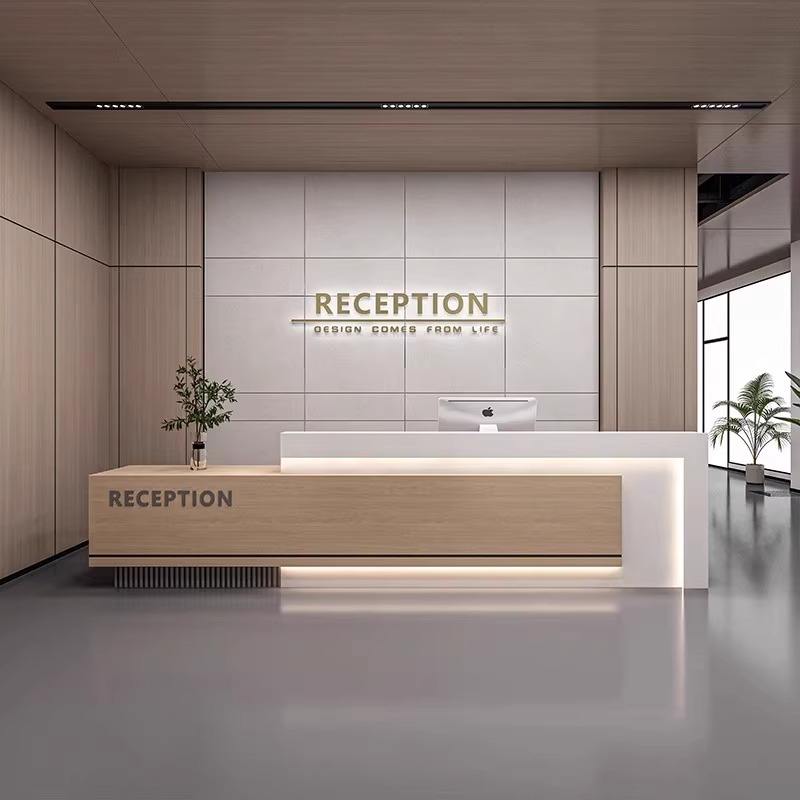 Contemporary Reception Counter Desk for Office Lobby, Corporate Headquarters, Clinics, Hotels, Showrooms, Business Centers and Professional Workspaces
