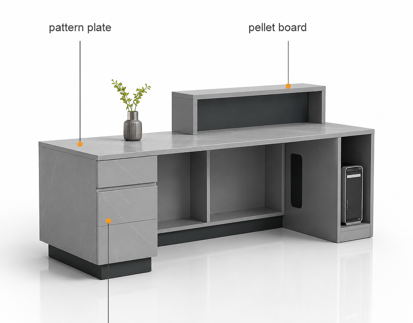 Modern Office Reception Table with Storage Counter, Designer Front Desk for Corporate Office, Clinic, Salon, Hotel Lobby and Commercial Reception Area