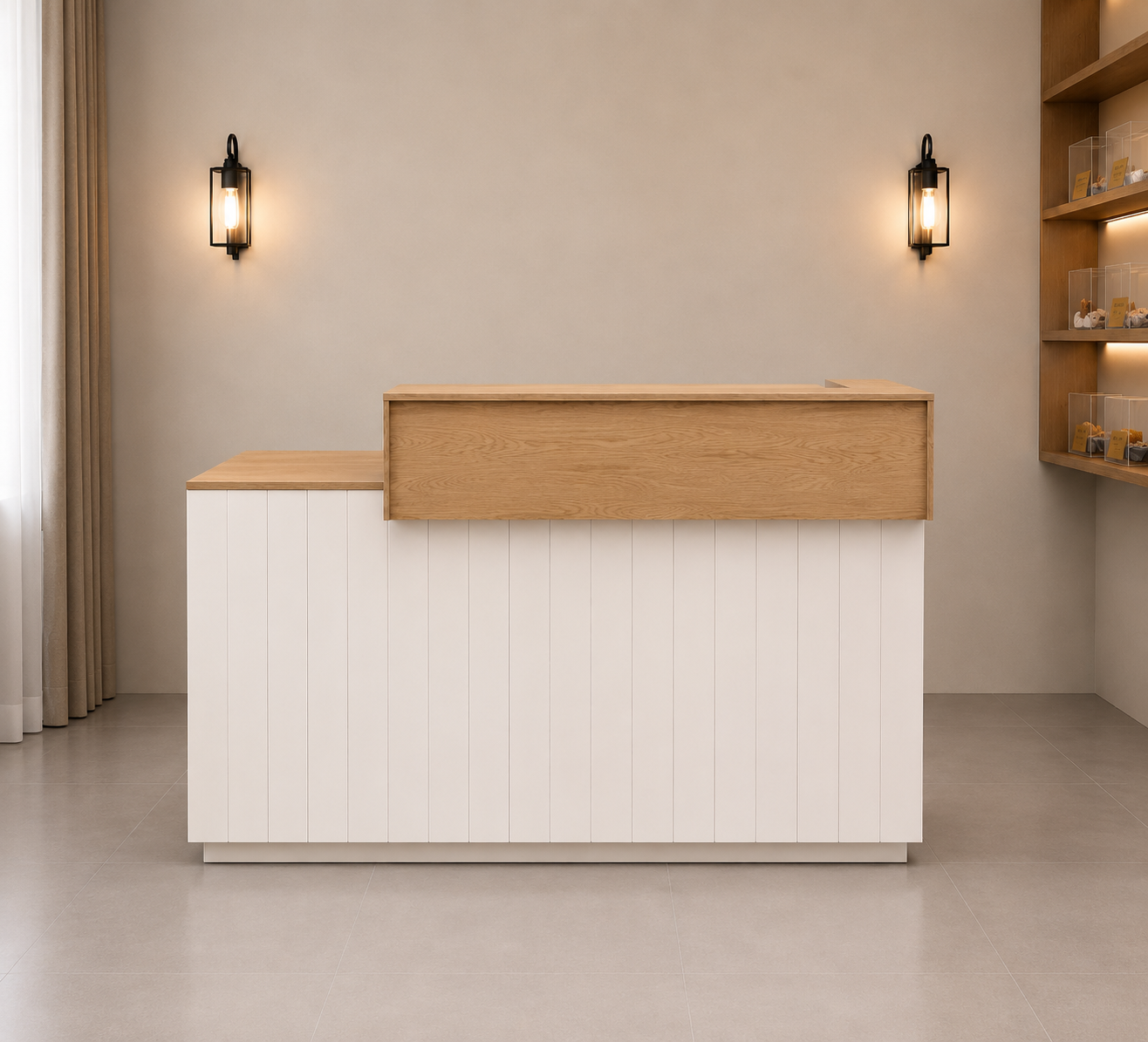 Reception Table with Storage Cabinet and Counter Desk for Office Lobby, Salon, Clinic, Hotel Reception Area and Commercial Front Desk