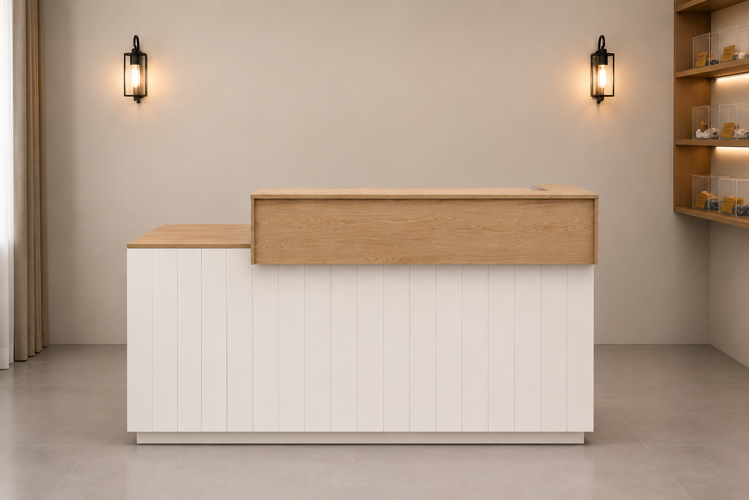 Reception Table with Storage Cabinet and Counter Desk for Office Lobby, Salon, Clinic, Hotel Reception Area and Commercial Front Desk