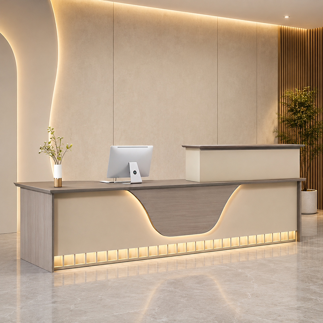 Counter Desk for Office Reception Area, Clinic, Hospital, Salon, Hotel Lobby, Co-Working Space, Retail Showroom and Commercial Front Desk