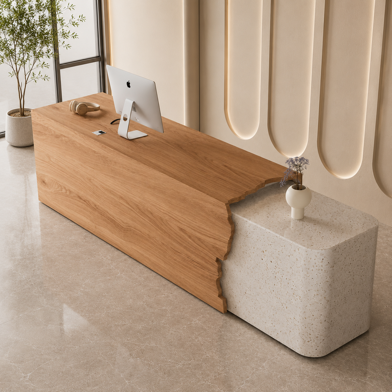 Premium Designer Reception Desk Counter for Office Lobby, Boutique Studio, Hotel Reception, Salon, Clinic, Workspace Entrance and Luxury Commercial Interiors