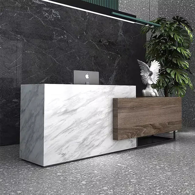 Executive Reception Desk Counter for Office Lobby, Corporate Entrance, Hotel Front Desk, Clinic Reception, Salon, Showroom and Premium Workspace Interiors