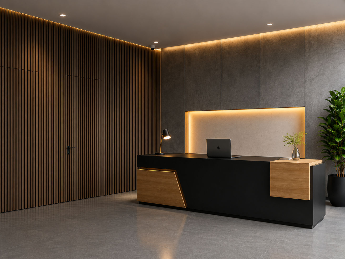 Modern Executive Reception Desk Counter for Office Lobby, Corporate Reception Area, Hotel Front Desk, Studio Entrance