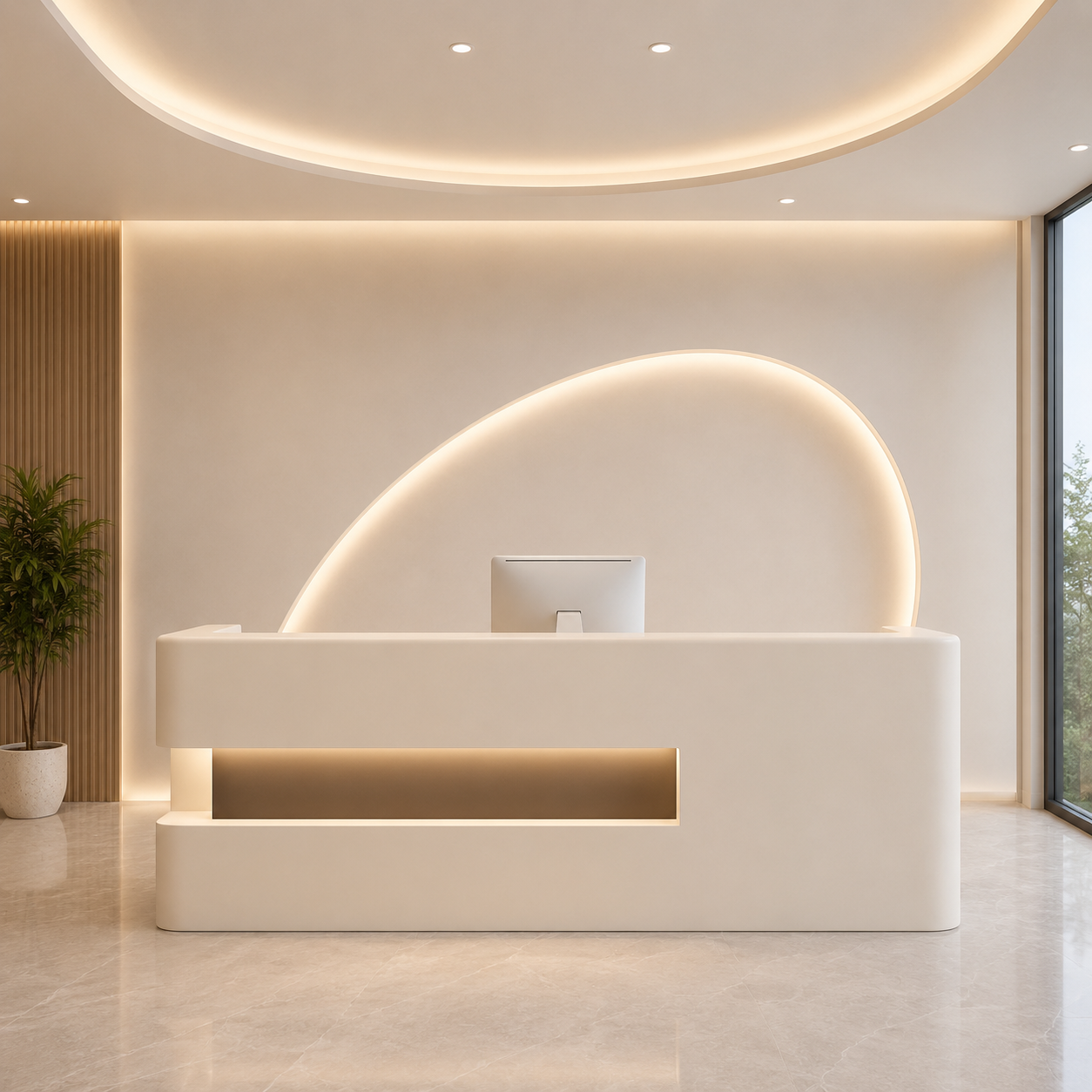 Reception Table Contemporary Receptionist Desk Front Welcome Counter for Beauty Parlour Hair Spa Premium Aesthetic Consultation