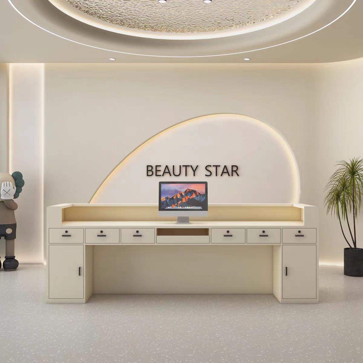 Reception Table Contemporary Receptionist Desk Front Welcome Counter for Beauty Parlour Hair Spa Premium Aesthetic Consultation
