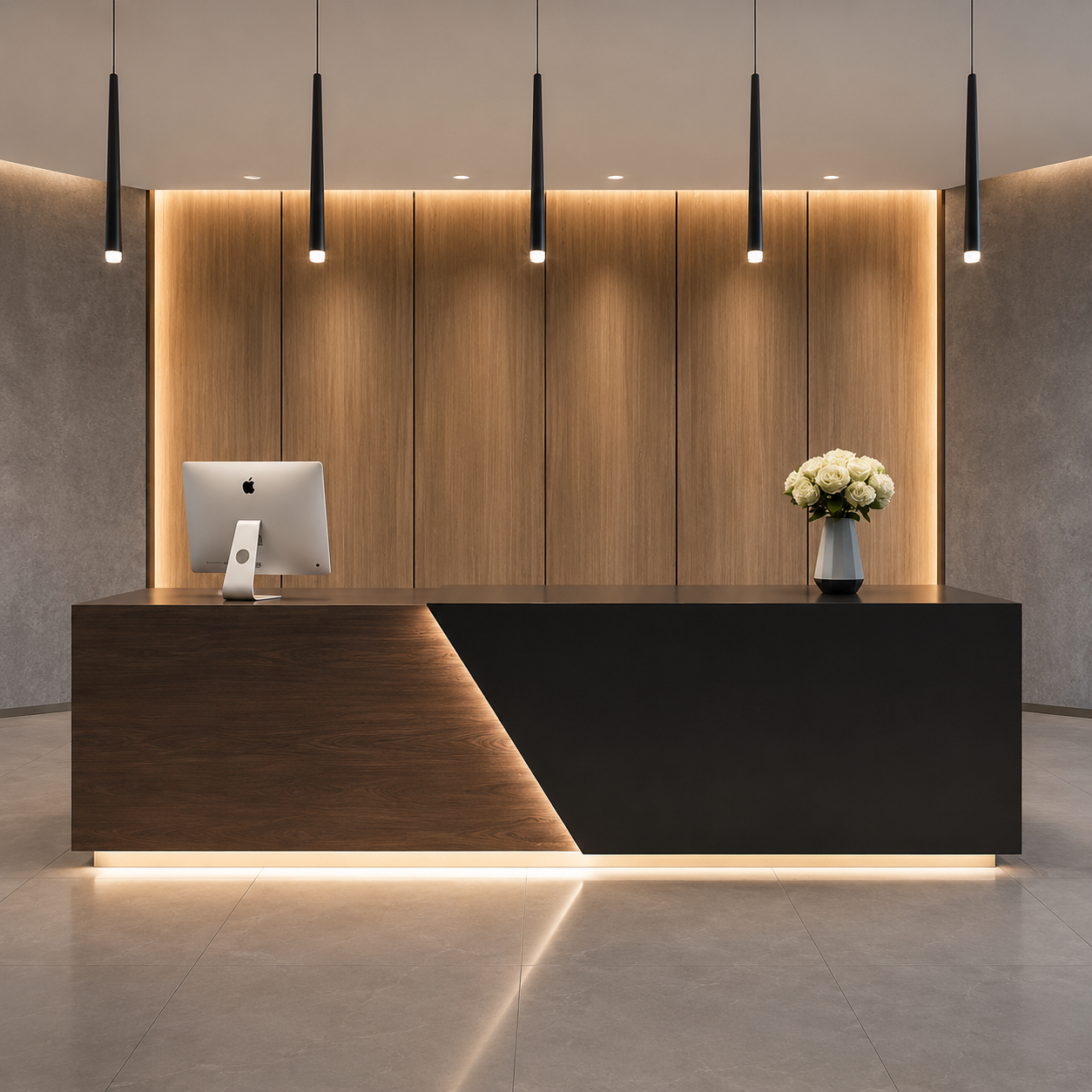 Luxury Executive Reception Desk Counter for Office Lobby, Hotel Front Desk, Corporate Reception Area, Clinic, Salon, Workspace and Commercial Interiors