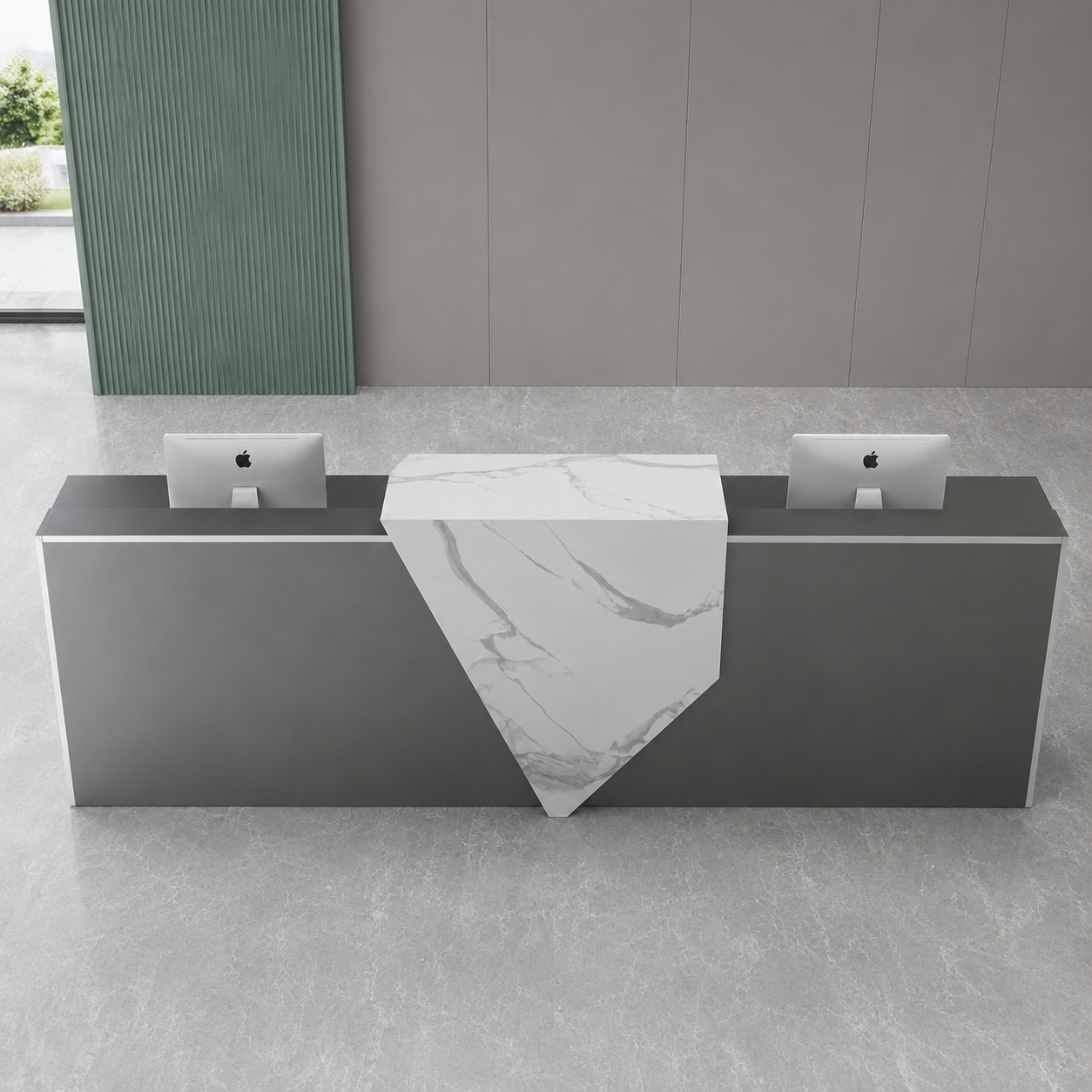 Modern Triple Reception Desk with Storage for Office Front Desk, Clinic, Hospital, Hotel, Corporate Lobby, Showroom, Salon and Visitor Service Counter