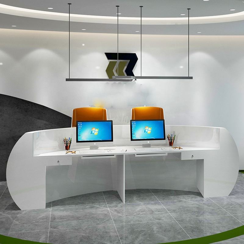 Modern Curved Reception Counter Desk for Office Lobby, Corporate Reception, Hotel Front Desk, Clinic, Showroom and Commercial Workspace