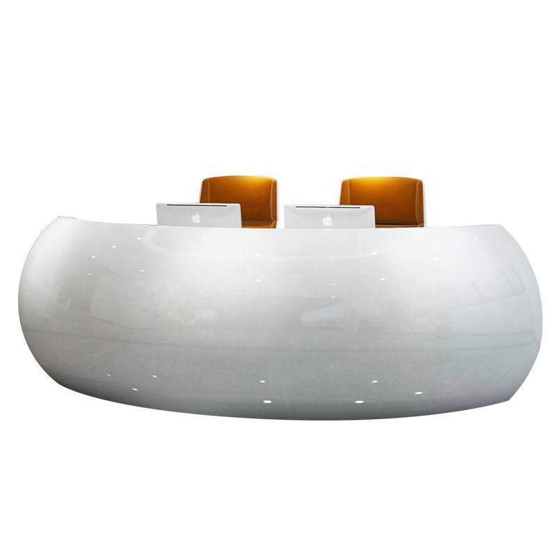 Modern Curved Reception Counter Desk for Office Lobby, Corporate Reception, Hotel Front Desk, Clinic, Showroom and Commercial Workspace