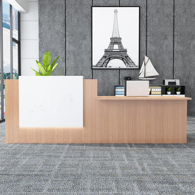 Modern Office Reception Desk with Dual Workstation, Privacy Counter, Storage Space and Front Office Counter for Clinics, Startups and Commercial Spaces