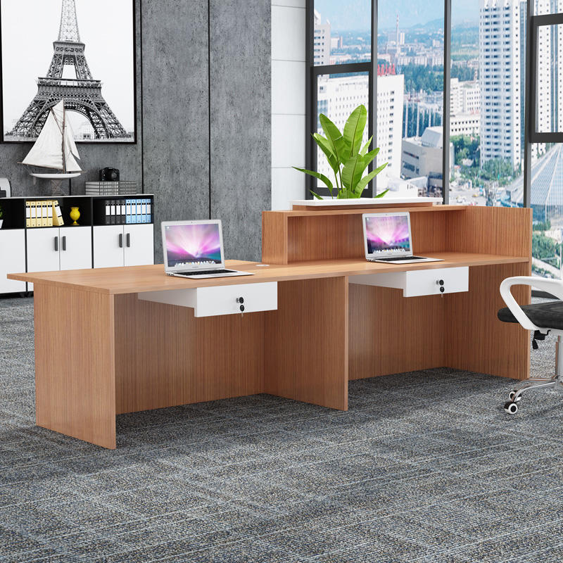 Modern Office Reception Desk with Dual Workstation, Privacy Counter, Storage Space and Front Office Counter for Clinics, Startups and Commercial Spaces