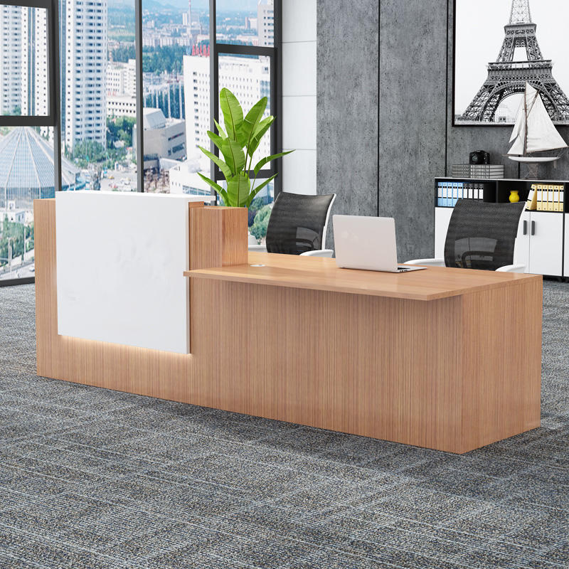 Modern Office Reception Desk with Dual Workstation, Privacy Counter, Storage Space and Front Office Counter for Clinics, Startups and Commercial Spaces