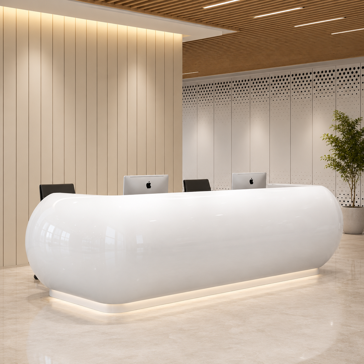 Premium Dual User Reception Counter Desk for Office Lobby, Clinic, Hotel, Showroom, Corporate Front Desk and Commercial Reception Furniture