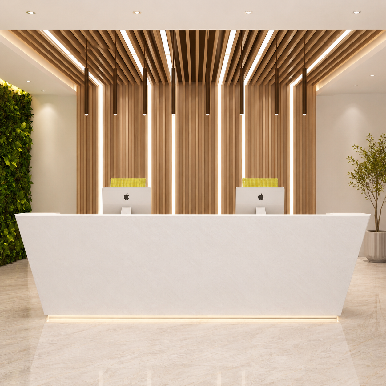 Reception Counter Desk for Office Lobby, Corporate Front Desk, Clinic, Hospital, Hotel, Showroom and Commercial Reception Furniture
