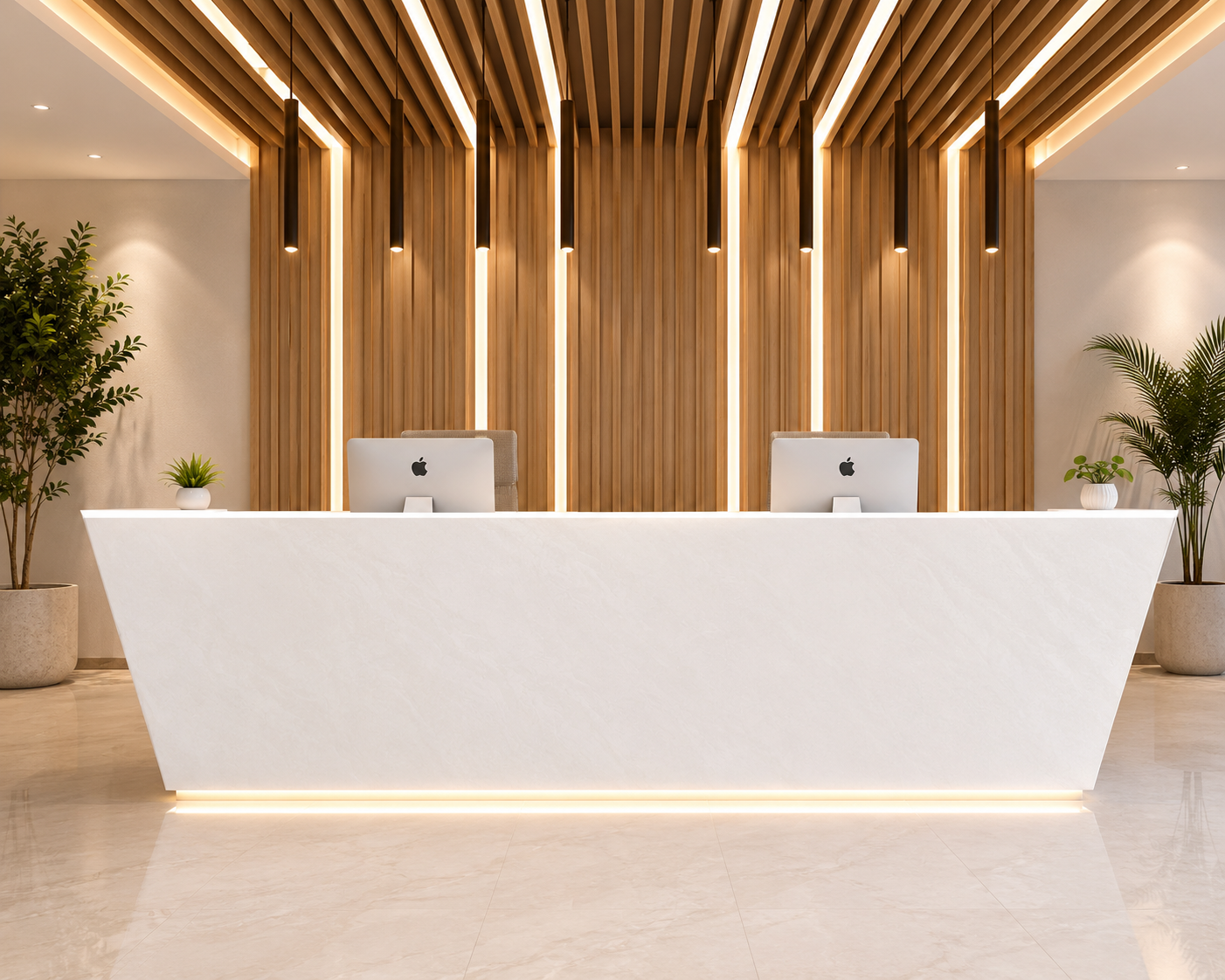 Reception Counter Desk for Office Lobby, Corporate Front Desk, Clinic, Hospital, Hotel, Showroom and Commercial Reception Furniture