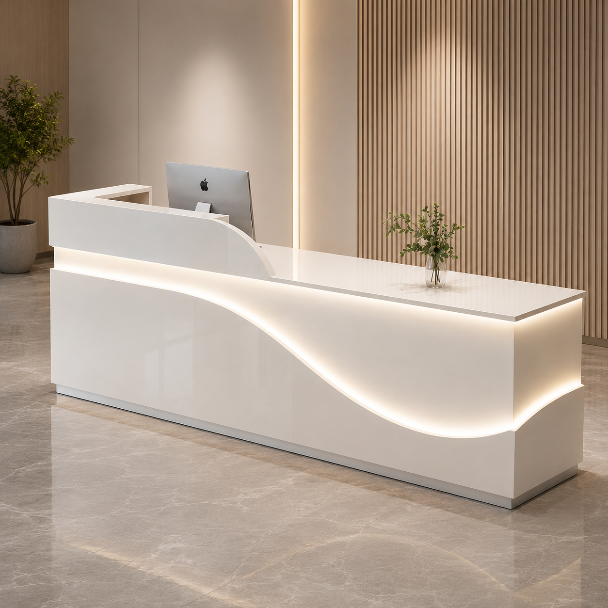 Reception Desk Counter for Office Lobby, Clinic Reception, Hotel Front Office, Salon, Co-Working Space, Showroom and Corporate Welcome Area