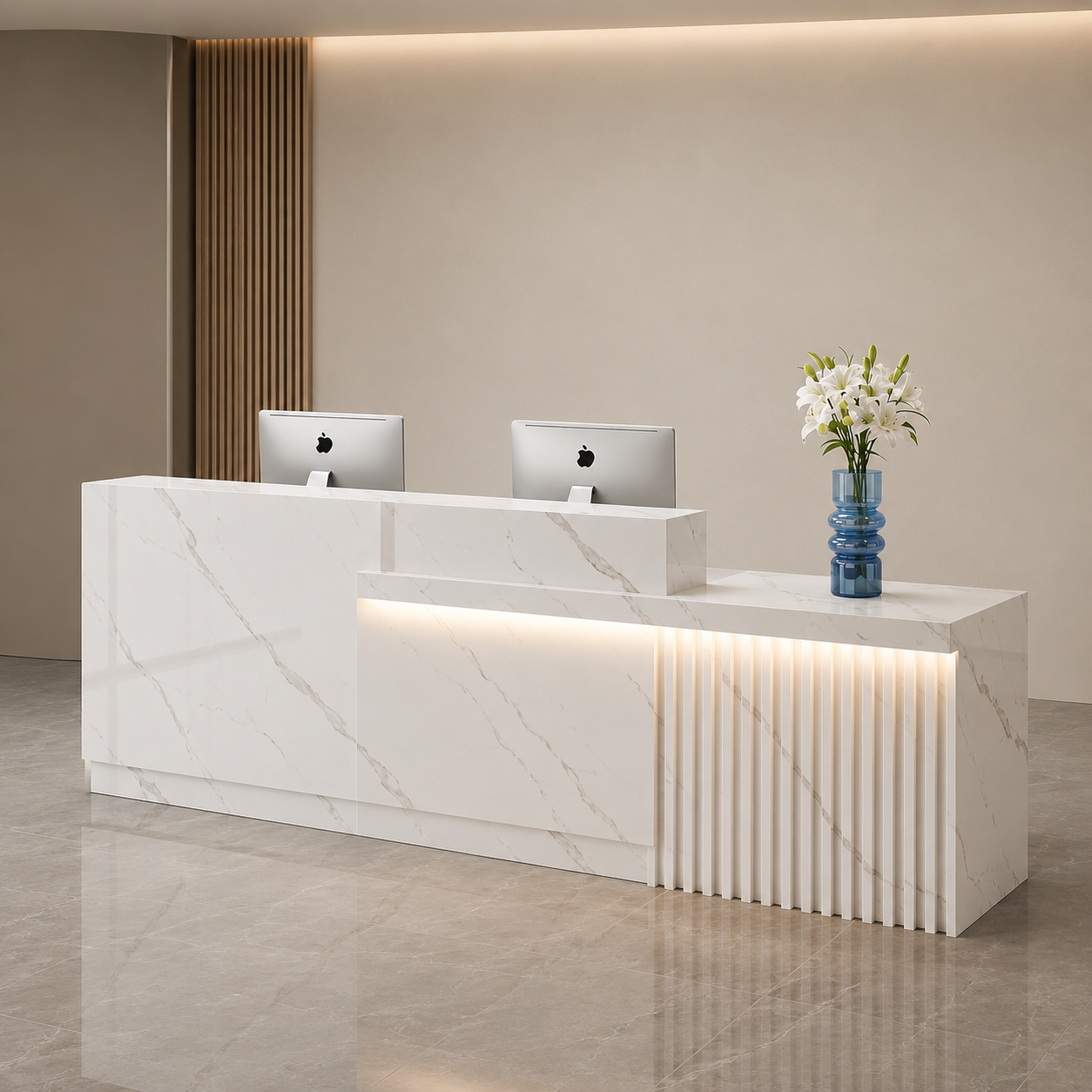 Modern Luxury Reception Desk Counter for Salon, Spa, Clinic, Hotel Lobby, Corporate Office, Beauty Studio, Wellness Center and Commercial Reception Area