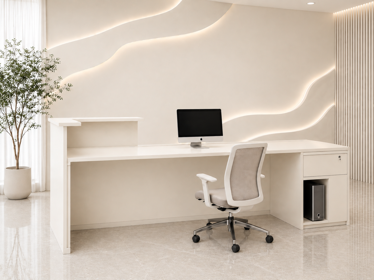 Modern Luxury Reception Desk Counter for Salon, Spa, Clinic, Hotel Lobby, Corporate Office, Beauty Studio, Wellness Center and Commercial Reception Area