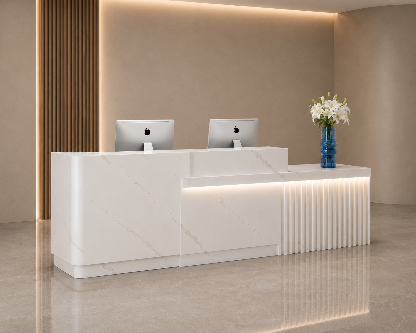 Modern Luxury Reception Desk Counter for Salon, Spa, Clinic, Hotel Lobby, Corporate Office, Beauty Studio, Wellness Center and Commercial Reception Area