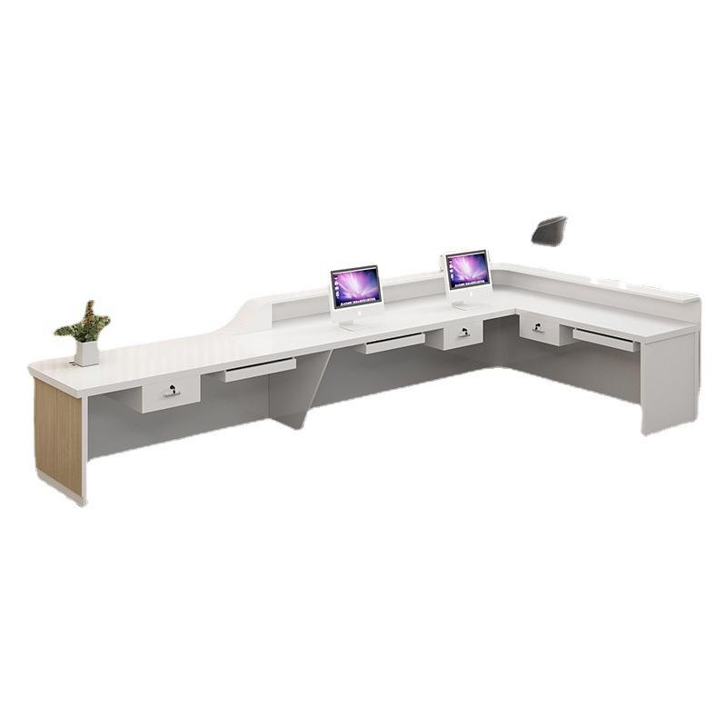 L Shape Reception Desk Counter for Office Lobby, Hotel, Clinic, Salon, Showroom, Corporate Reception Area and Commercial Front Desk Furniture