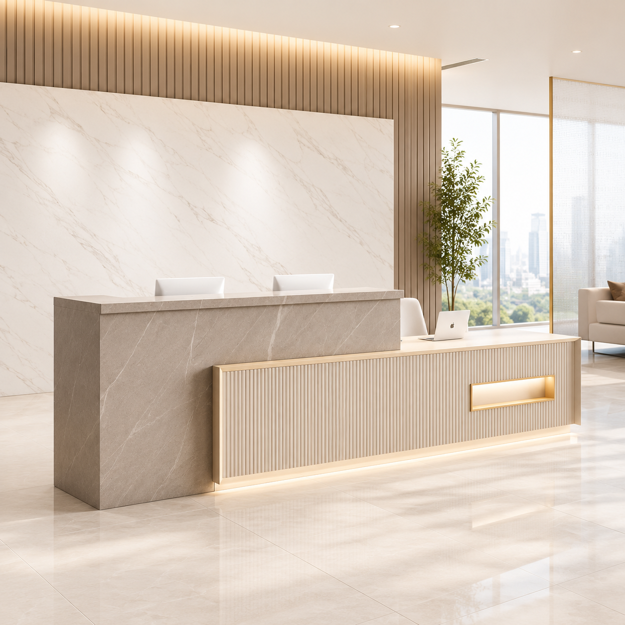 Executive Reception Counter Desk for Office Lobby, Corporate Entrance, Hotel Reception, Clinic Front Office, Showroom, Spa and Commercial Workspace