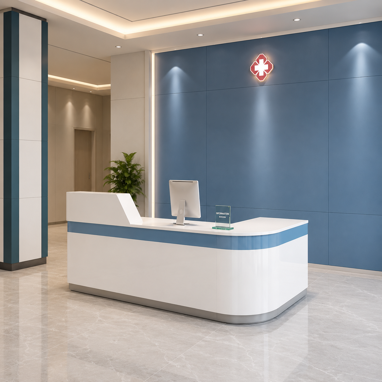 Modern L Shape Reception Table for Office Executive Front Counter Desk for Hospital Clinic Consultation Billing Counter Large