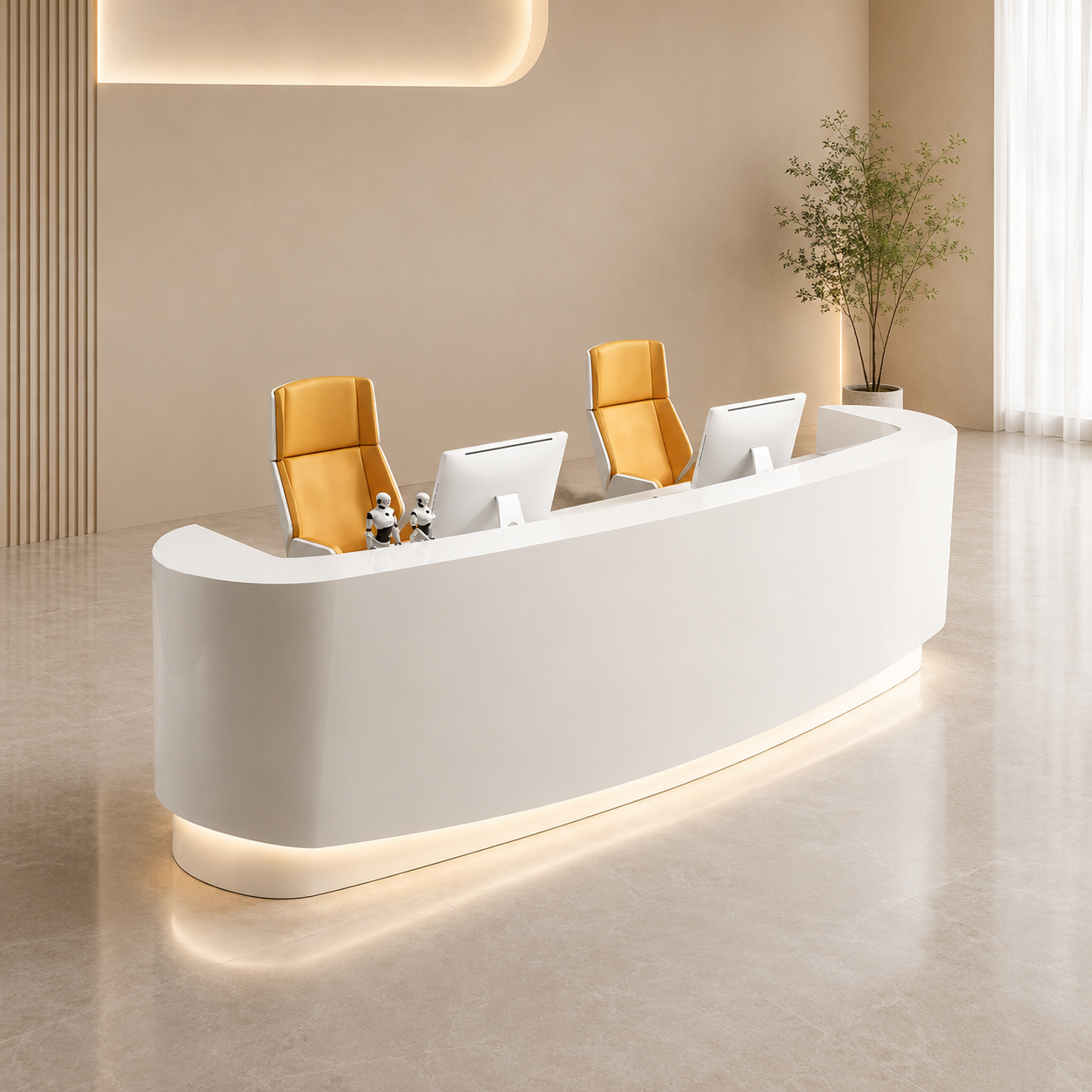 Curved Reception Desk Counter for Office, Clinic, Hospital, Salon, Spa, Hotel Lobby, Showroom, Corporate Front Desk