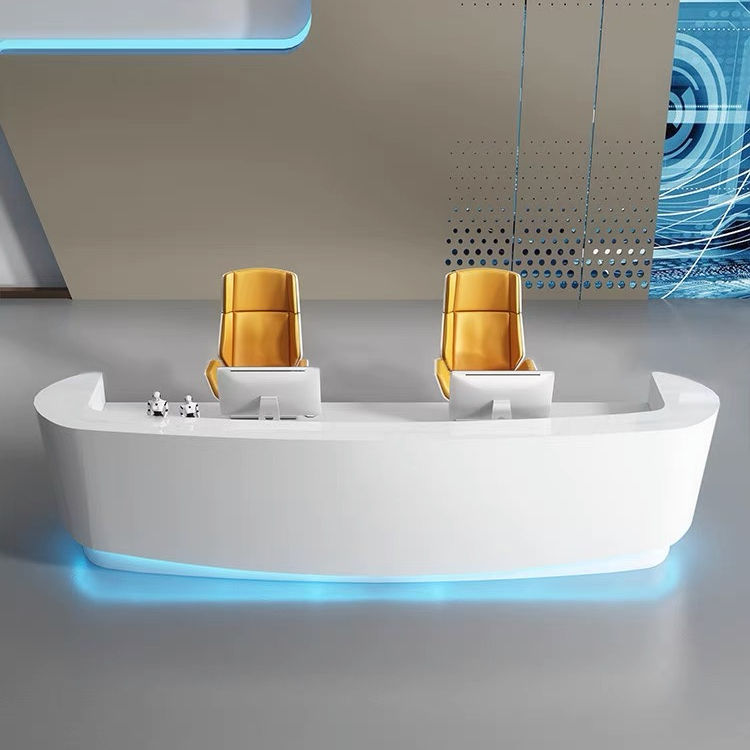 Curved Reception Desk Counter for Office, Clinic, Hospital, Salon, Spa, Hotel Lobby, Showroom, Corporate Front Desk