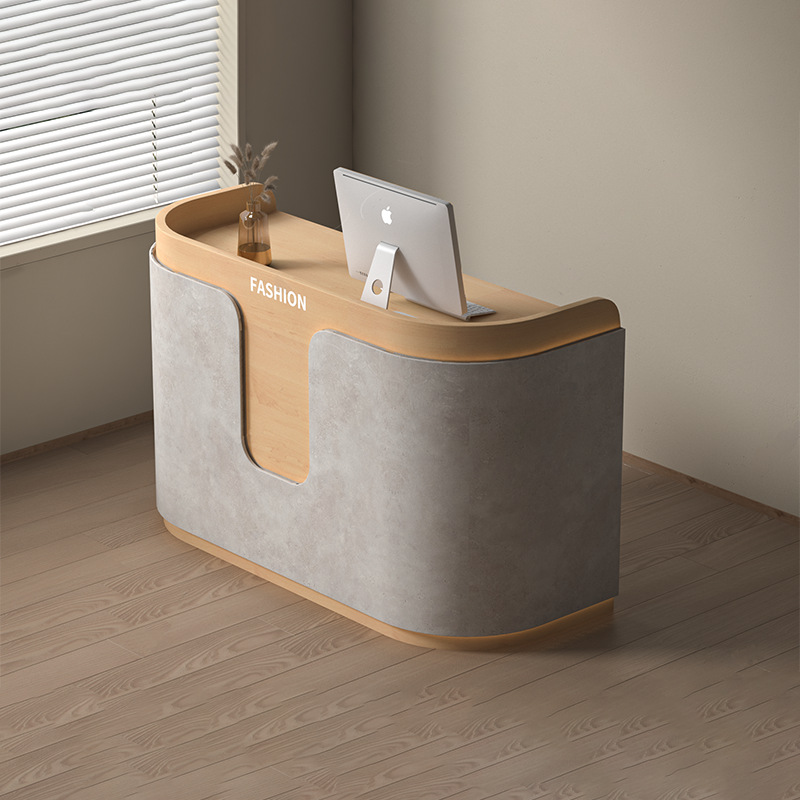 Modern Curved Reception Desk with Ambient LED Lighting for Office Lobby, Salon, Spa, Clinic, Hotel Front Desk and Premium Commercial Reception Areas