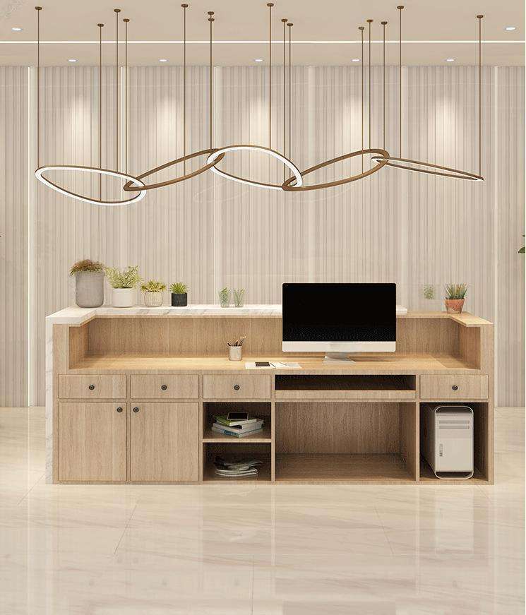 Reception Desk with Ambient LED Lighting for Office Lobby, Salon, Spa, Clinic, Hotel Front Desk and Premium Commercial Reception Areas