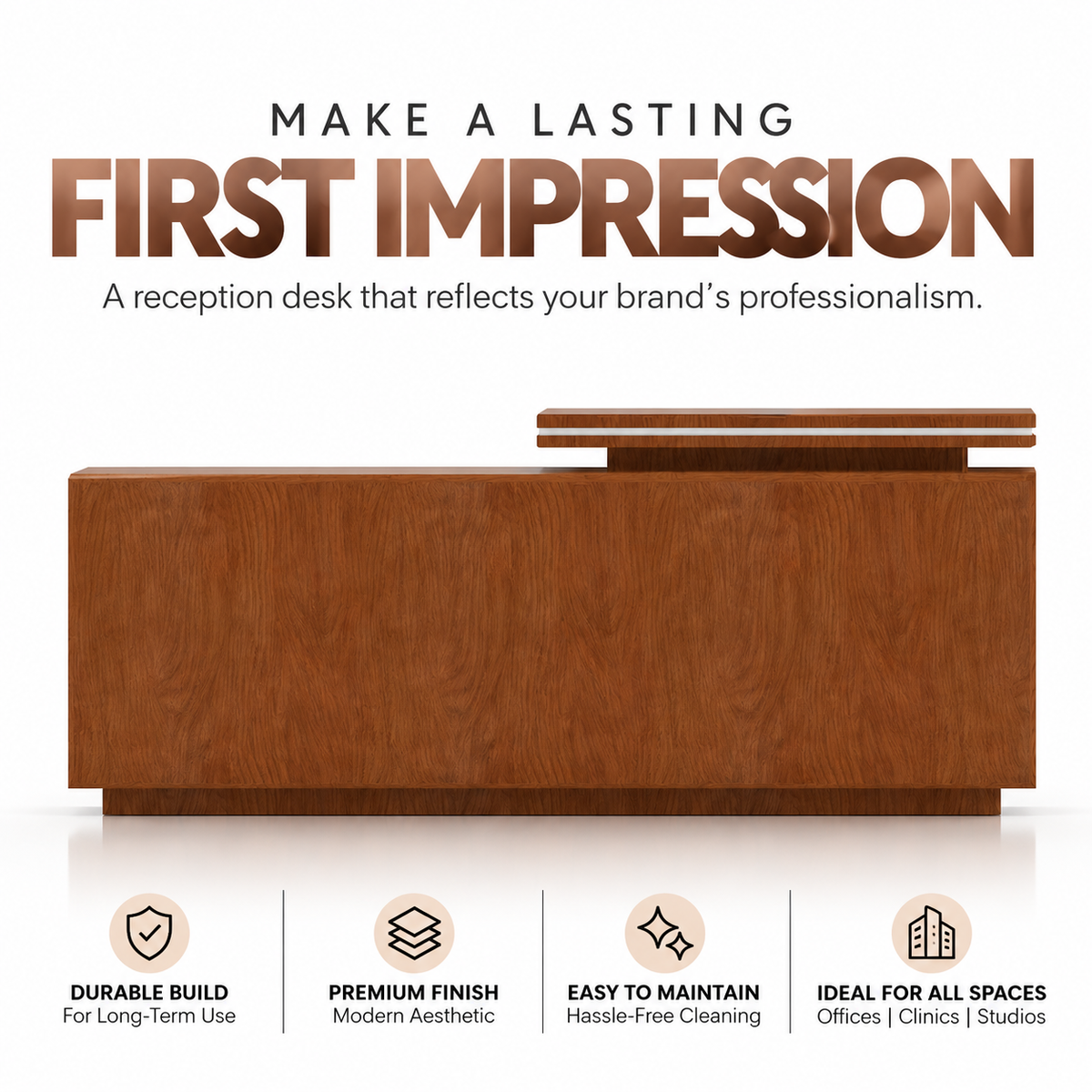 Luxury Executive Office Table with Side Storage, Premium PLY And amp; Manager Desk for Corporate Cabin and Office Interiors