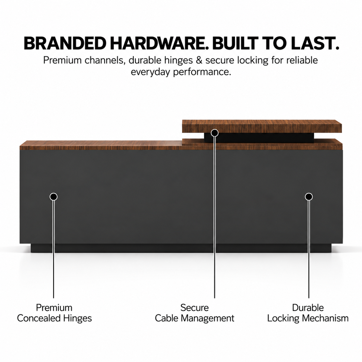 Luxury Executive Director Table with Floating Worktop, Integrated LED Under-Glow, Dark Matte Finish, Premium Office Desk