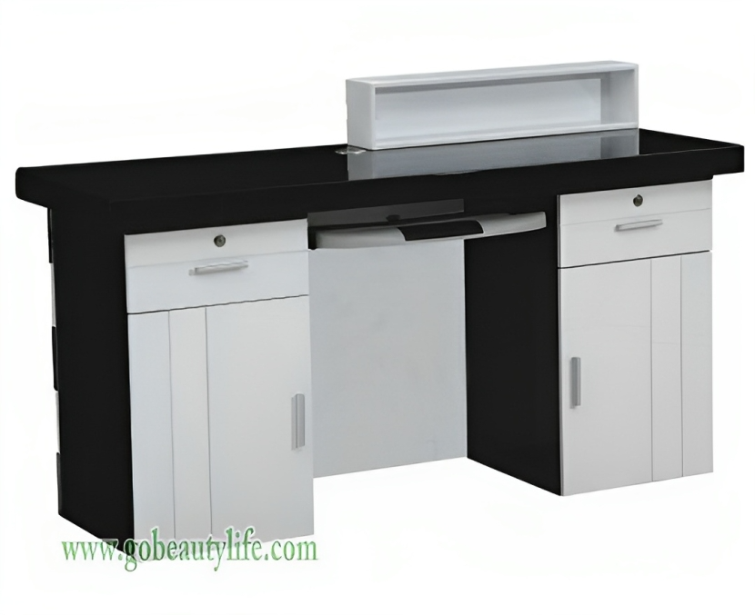 Reception Table Made with Pre-laminated Particle Board Top, Side Panel & Modesty with Extended Dealing Top -