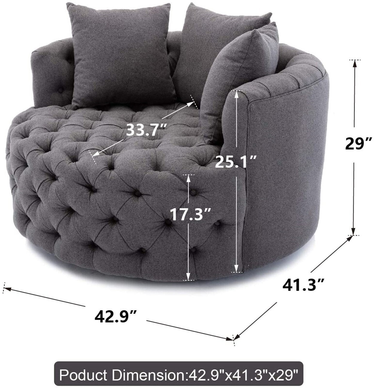 Round Chair Unique Design Velvet Armchair Single Chair -
