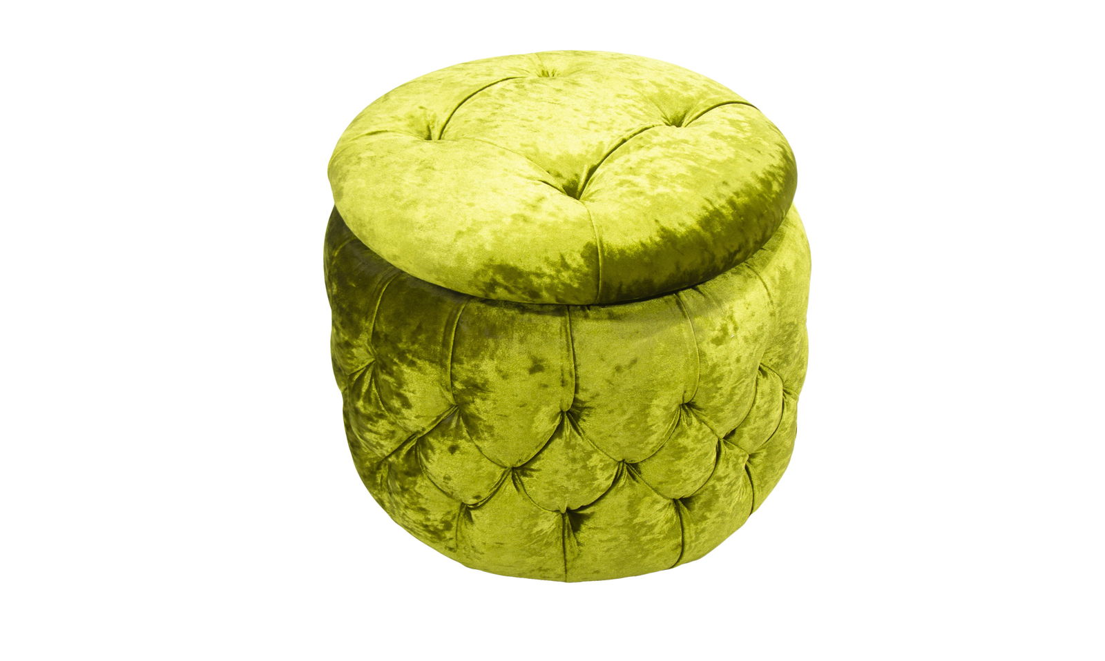 Round Pouffe With Wooden Frame Velvet -