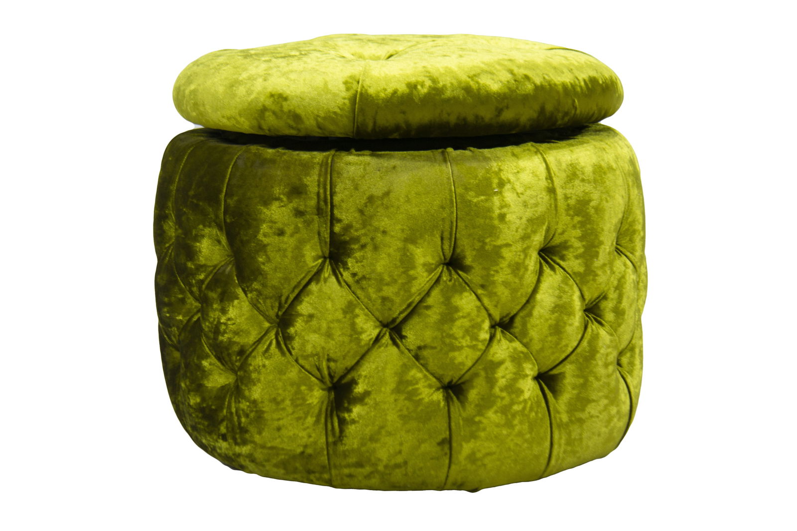 Round Pouffe With Wooden Frame Velvet -
