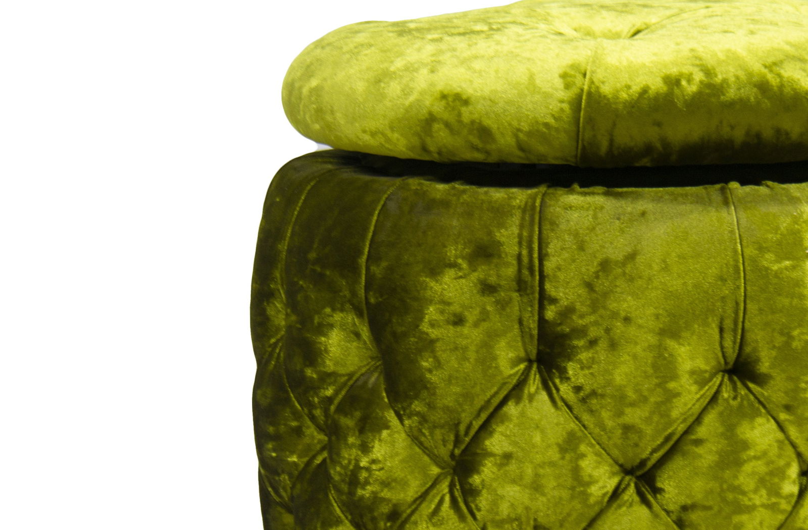 Round Pouffe With Wooden Frame Velvet -