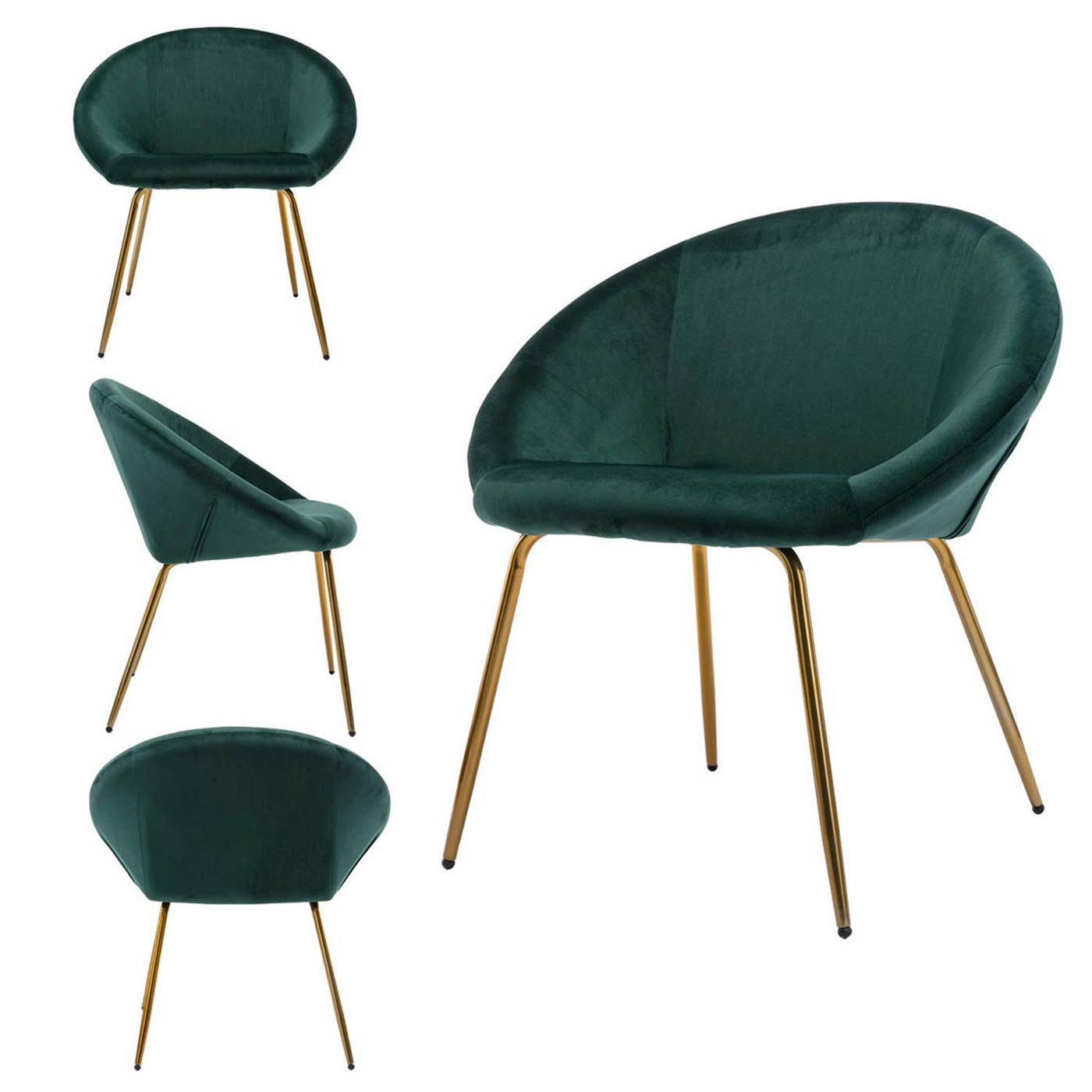 Round Shell Back Velvet Lounge Chair -