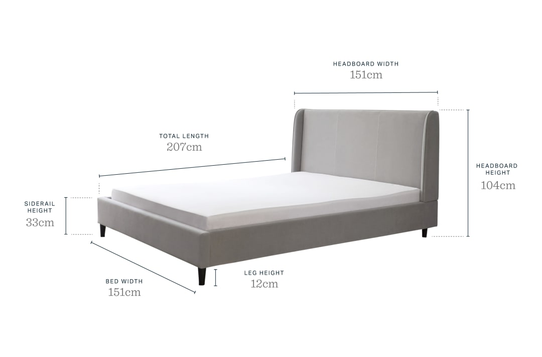 Rust Double Bed Without Storage With Teak Wood Legs -