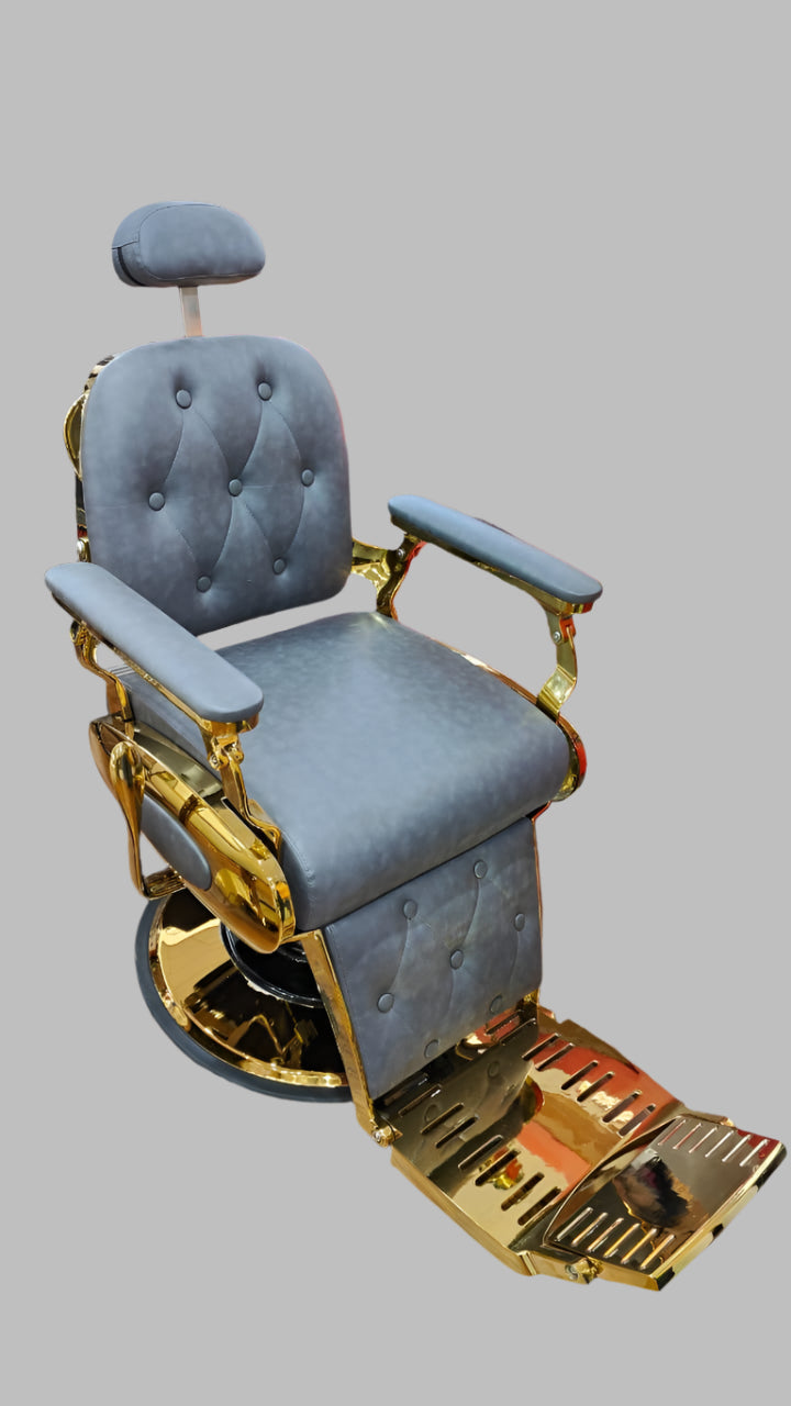 Salon Chair for Luxury Design Royal Multipurpose Stylish Chair, Barber Chair Luxurious Lumbar Support in Comfortable Feel and Legs Rest - Grey Color