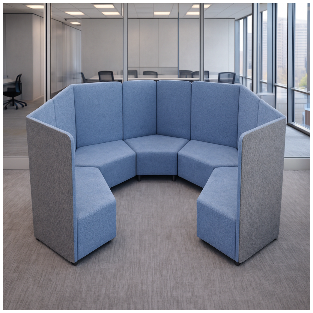 कार्यालय वातावरण के लिए सी आकार का कार्यालय सोफा और निर्दिष्ट कार्यालय क्षेत्रों के लिए उच्च पीठ के साथ प्रीमियम सोफा।