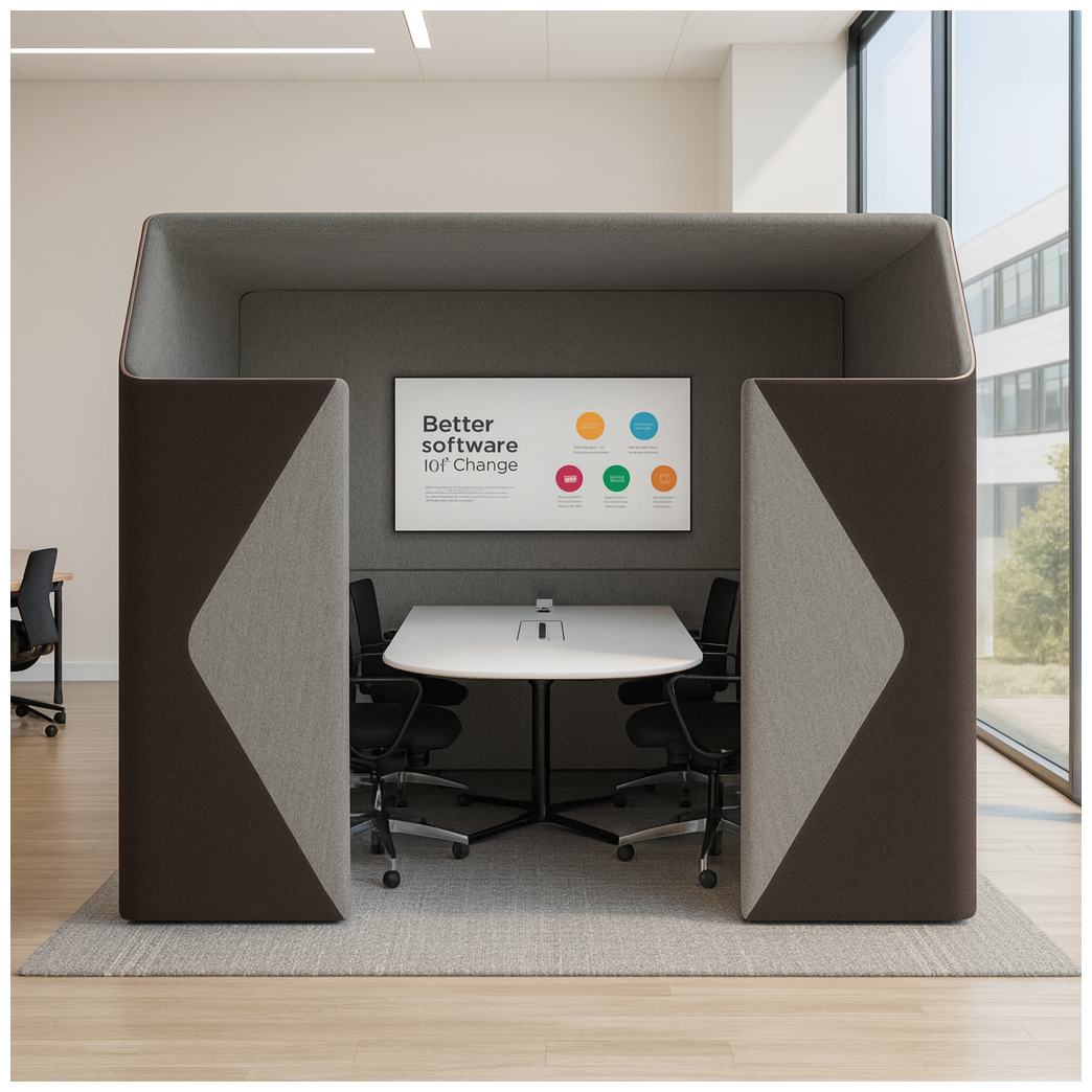 2-सीटर ऑफिस फोकस सोफा, वर्कस्पेस डिवाइडर के साथ संलग्न बैठने की जगह के साथ, वर्क लाउंज सोफा के साथ बिल्ट-इन प्राइवेसी के साथ सोफा