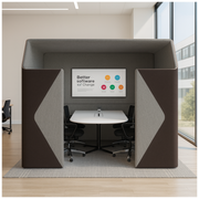 2-Seater Office Focus Sofa with Enclosed Seating Space with Workspace Divider, Sofa with Work Lounge Sofa with Built-In Privacy