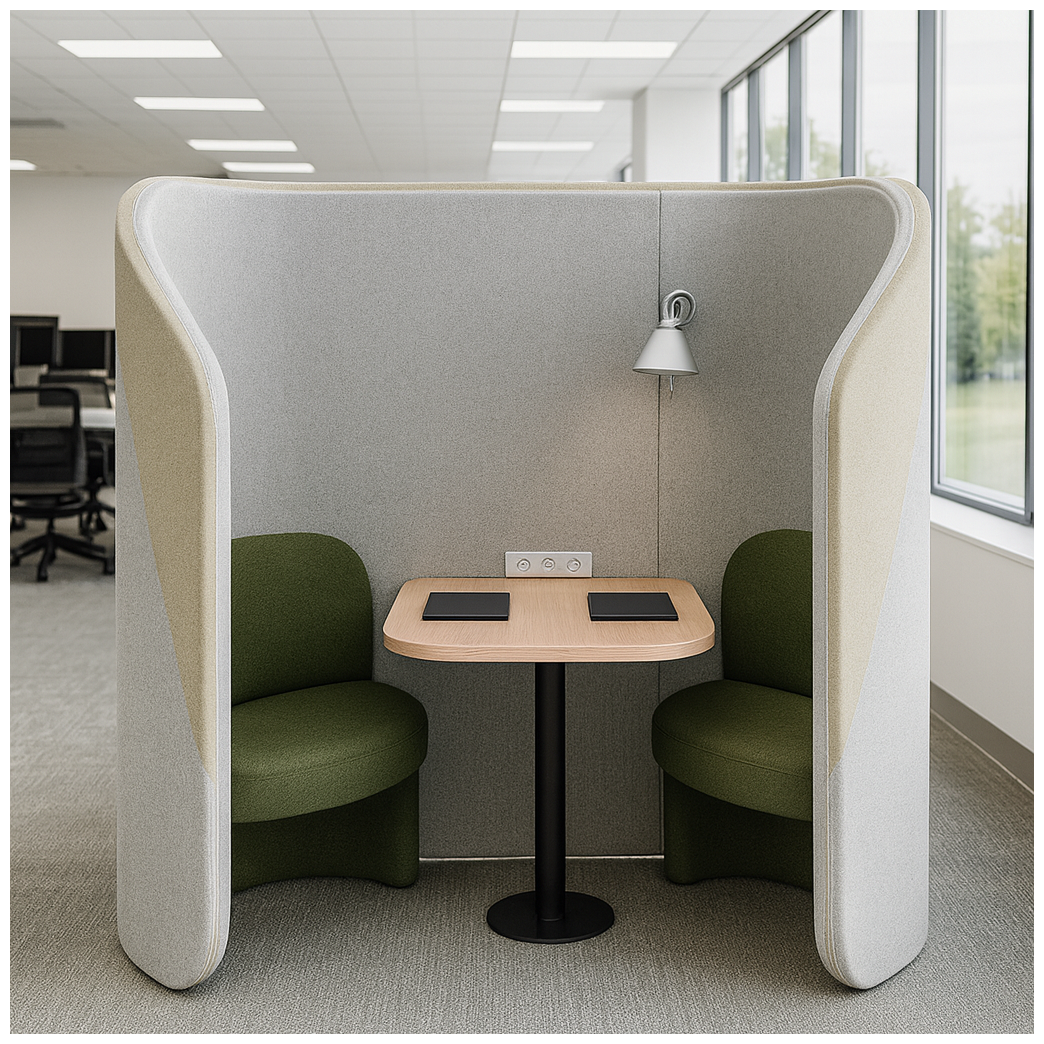 2-सीटर ऑफिस फोकस सोफा, कार्यक्षेत्र विभाजक के साथ संलग्न बैठने की जगह के साथ, शांत बातचीत के लिए निजी कार्यालय सोफा के साथ सोफा