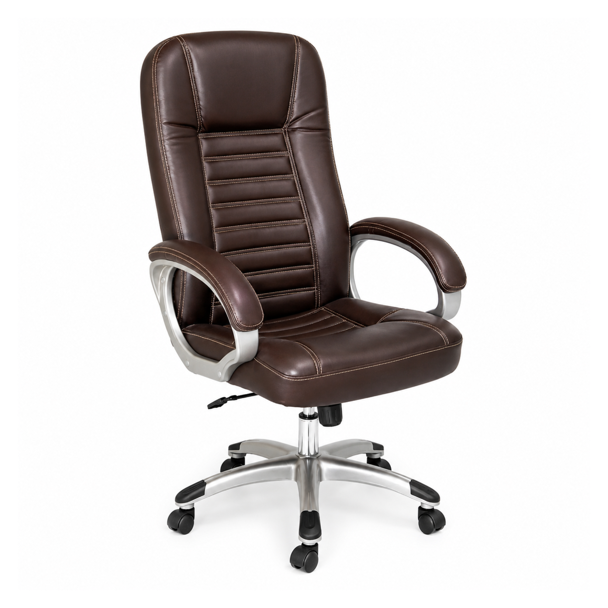 Premium Director Chair, Leatherette Upholstery, Powder-Coated Chrome Base