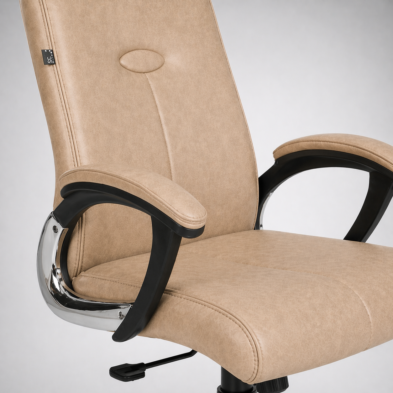 Executive Mid Back Upholstered Office Chair with Cushioned Seat, Ergonomic Support, Padded Armrests, Swivel Mechanism & Chrome Base for Office