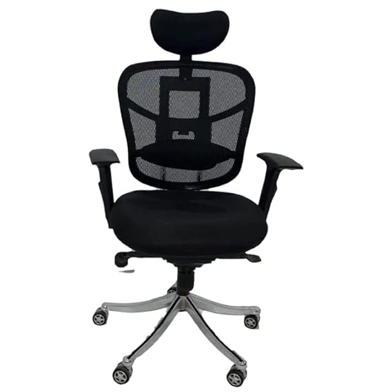 नायलॉन बेस और नेट फ़ैब्रिक अपहोल्स्ट्री के साथ ऊँची पीठ वाली ऑफिस कुर्सी