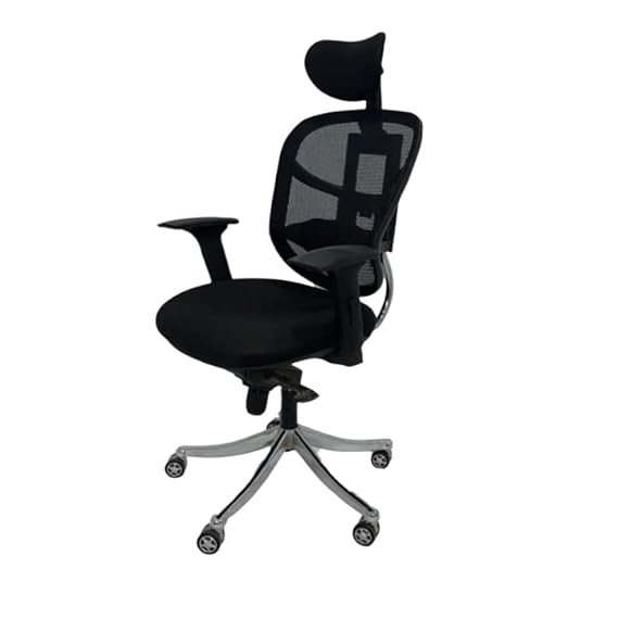 नायलॉन बेस और नेट फ़ैब्रिक अपहोल्स्ट्री के साथ ऊँची पीठ वाली ऑफिस कुर्सी